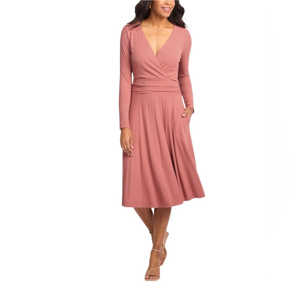 Nine Britton Women's Pink Wrap Dress size LP *NWT